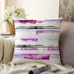 - Sonil-K-7758-Gorsel1 - Realhomes  Beyaz Zemin Üzerinde Renkli Çizgili Dijital Baskılı Modern Raşel Kadife Yastık Kırlent Kılıfı Realhomes