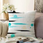 Beyaz Zeminli Modern Puantiyeli Dijital Baskılı Modern Raşel Kadife Yastık Kırlent Kılıfı Realhomes