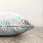 Beyaz Zemin Üzerinde Modern Çizgili Dijital Baskılı Modern Raşel Kadife Yastık Kırlent Kılıfı Realhomes