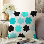 - Sonil-K-7761-Gorsel1 - Realhomes  Beyaz Zemin Üzerinde Renkli Desenli Dijital Baskılı Modern Raşel Kadife Yastık Kırlent Kılıfı Realhomes