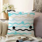 Beyaz Zeminli Renkli Zigzag Desenli Dijital Baskılı Modern Raşel Kadife Yastık Kırlent Kılıfı Realhomes