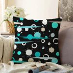 - Sonil-K-7765-Gorsel1 - Realhomes  Siyah Zeminli Renkli Puantiyeli Dijital Baskılı Modern Raşel Kadife Yastık Kırlent Kılıfı Realhomes