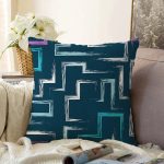 - Sonil-K-7767-Gorsel1 - Realhomes  Siyah Zemin Üzerinde Modern Geometrik Desenli Dijital Baskılı Modern Raşel Kadife Yastık Kılıfı Realhomes