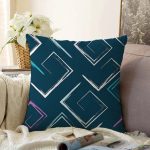 - Sonil-K-7770-Gorsel1 - Realhomes  Siyah Zemin Üzerinde Renkli Geometrik Desenli Dijital Baskılı Modern Raşel Kadife Yastık Kılıfı Realhomes