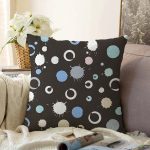 Siyah Zemin Üzerinde Renkli Modern Geometrik Desenli Raşel Kadife Yastık Kırlent Kılıfı Realhomes