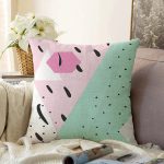 Beyaz Zeminli Renkli Modern Desenli Dijital Baskılı Modern Raşel Kadife Yastık Kırlent Kılıfı Realhomes