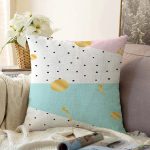 - Sonil-K-7784-Gorsel1 - Realhomes  Beyaz Zemin Üzerinde Gold Detaylı Renkli Puantiye Desenli Raşel Kadife Yastık Kırlent Kılıfı Realhomes