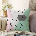 - Sonil-K-7786-Gorsel1 - Realhomes Renkli Zemin Üzerinde Modern Desenli Siyah Puantiyeli Raşel Kadife Yastık Kırlent Kılıfı Realhomes