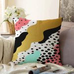 - Sonil-K-7790-Gorsel1 - Realhomes Renkli Zemin Üzerinde Gold Detaylı Modern Desenli Modern Raşel Kadife Yastık Kırlent Kılıfı Realhomes