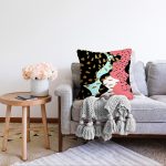 Renkli Zemin Üzerinde Gold Detaylı Modern Desenli Modern Raşel Kadife Yastık Kırlent Kılıfı Realhomes