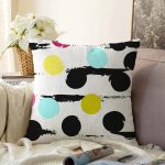 - Sonil-K-7794-Gorsel1 - Realhomes Beyaz Zeminli Renkli Puantiye Desenli Dijital Baskılı Modern Raşel Kadife Yastık Kırlent Kılıfı Realhomes