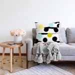 - Sonil-K-7794-Gorsel2 - Realhomes Beyaz Zeminli Renkli Puantiye Desenli Dijital Baskılı Modern Raşel Kadife Yastık Kırlent Kılıfı Realhomes