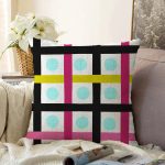 - Sonil-K-7809-Gorsel1 - Realhomes Beyaz Zemin Üzerinde Modern Renkli Çizgili Puantiye Desenli Raşel Kadife Yastık Kırlent Kılıfı Realhomes