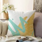 - Sonil-K-7820-Gorsel1 - Realhomes  Beyaz Zeminli Renkli Modern Desenli Dijital Baskılı Modern Raşel Kadife Yastık Kırlent Kılıfı Realhomes