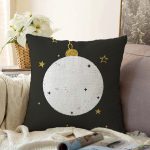 Siyah Zemin Üzerinde Gold Yıldız Detaylı Abajur Modern Raşel Kadife Yastık Kırlent Kılıfı Realhomes