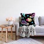 Siyah Zeminli Renkli Ayakkabı Desenli Dijital Baskılı Modern Raşel Kadife Yastık Kırlent Kılıfı Realhomes