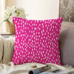 Pembe Zeminli Beyaz Puantiye Desenli Dijital Baskılı Modern Raşel Kadife Yastık Kırlent Kılıfı Realhomes