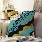 - Sonil-K-7859-Gorsel1 - Realhomes  Siyah Zeminli Renkli Modern Desenli Dijital Baskılı Modern Raşel Kadife Yastık Kırlent Kılıfı Realhomes