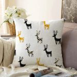 - Sonil-K-7864-Gorsel1 - Realhomes  Beyaz Zemin Üzerinde Modern Geyik Desenli Raşel Kadife Yastık Kırlent Kılıfı Realhomes