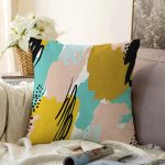 - Sonil-K-7887-Gorsel1 - Realhomes  Rengarenk Pastel Zemin Üzerinde Siyah Çiçek Desenli Modern Raşel Kadife Yastık Kırlent Kılıfı Realhomes