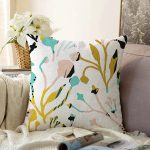 - Sonil-K-7889-Gorsel1 - Realhomes  Beyaz Zemin Üzerinde Pastel Rengarenk Çiçek Desenli Modern Raşel Kadife Yastık Kırlent Kılıfı Realhomes