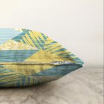 - Sonil-K-7892-Gorsel3 - Realhomes Renkli Zemin Üzerinde Geometrik Desenli Yaprak Motifli Raşel Kadife Yastık Kırlent Kılıfı Realhomes