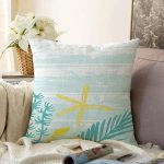 - Sonil-K-7894-Gorsel1 - Realhomes  Beyaz Zemin Üzerinde Renkli Soyut Çizimli Yaprak Desenli Raşel Kadife Yastık Kırlent Kılıfı Realhomes