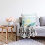 - Sonil-K-7894-Gorsel2 - Realhomes  Beyaz Zemin Üzerinde Renkli Soyut Çizimli Yaprak Desenli Raşel Kadife Yastık Kırlent Kılıfı Realhomes