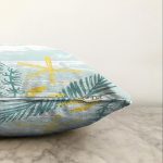 - Sonil-K-7894-Gorsel3 - Realhomes  Beyaz Zemin Üzerinde Renkli Soyut Çizimli Yaprak Desenli Raşel Kadife Yastık Kırlent Kılıfı Realhomes