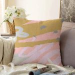Pastel Zemin Üzerinde Soyut Desen Çizimli Raşel Kadife Yastık Kırlent Kılıfı Realhomes