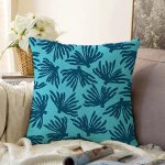 Renkli Zemin Üzerinde Yaprak Desenli Dijital Baskılı Modern Raşel Kadife Yastık Kırlent Kılıfı Realhomes