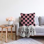 - Sonil-K-7920-Gorsel2 - Realhomes  Renkli Pastel Zemin Üzerinde Siyah Ekose Desenli Modern Raşel Kadife Yastık Kırlent Kılıfı Realhomes