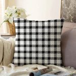 - Sonil-K-7921-Gorsel1 - Realhomes Beyaz Zeminli Siyah Ekose Desenli Dijital Baskılı Modern Raşel Kadife Yastık Kırlent Kılıfı Realhomes