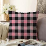 - Sonil-K-7922-Gorsel1 - Realhomes  Renkli Pastel Zemin Üzerinde Siyah Ekose Desenli Modern Raşel Kadife Yastık Kırlent Kılıfı Realhomes