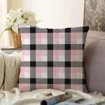 - Sonil-K-7924-Gorsel1 - Realhomes Beyaz Zeminli Siyah Ekose Desenli Dijital Baskılı Modern Raşel Kadife Yastık Kırlent Kılıfı Realhomes