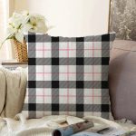 - Sonil-K-7926-Gorsel1 - Realhomes Beyaz Zeminli Siyah Ekose Desenli Dijital Baskılı Modern Raşel Kadife Yastık Kırlent Kılıfı Realhomes