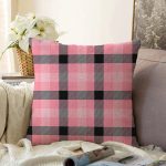 - Sonil-K-7928-Gorsel1 - Realhomes Renkli Pastel Zemin Üzerinde Siyah Ekose Desenli Modern Raşel Kadife Yastık Kırlent Kılıfı Realhomes