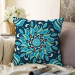 Renkli Zemin Üzerinde Çini Desenli Dijital Baskılı Modern Raşel Kadife Yastık Kırlent Kılıfı Realhomes