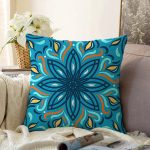 - Sonil-K-7936-Gorsel1 - Realhomes Renkli Zemin Üzerinde Çini Desenli Dijital Baskılı Modern Raşel Kadife Yastık Kırlent Kılıfı Realhomes