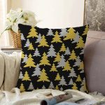 - Sonil-K-7942-Gorsel1 - Realhomes  Siyah Zemin Üzerinde Gold Detaylı Çamağacı Desenli Modern Raşel Kadife Yastık Kırlent Kılıfı Realhomes