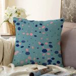 - Sonil-K-7950-Gorsel1 - Realhomes  Renkli Zemin Üzerinde Pastel Renkli Puantiye Desenli Raşel Kadife Yastık Kırlent Kılıfı Realhomes