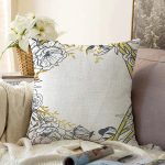 Beyaz Zemin Üzerinde Gold Detaylı Gül Motifli Dijital Baskılı Modern Raşel Kadife Yastık Kılıfı Realhomes