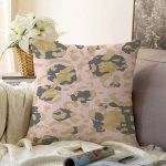 Pastel Zemin Üzerinde Gold Detaylı Geometrik Desenli Raşel Kadife Yastık Kırlent Kılıfı Realhomes