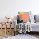 Renkli Zeminli Pastel Yaprak Desenli Dijital Baskılı Modern Raşel Kadife Yastık Kırlent Kılıfı Realhomes