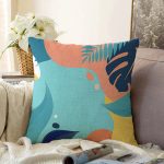 - Sonil-K-8013-Gorsel1 - Realhomes Renkli Zeminli Pastel Yaprak Desenli Dijital Baskılı Modern Raşel Kadife Yastık Kırlent Kılıfı Realhomes