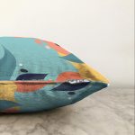 - Sonil-K-8013-Gorsel3 - Realhomes Renkli Zeminli Pastel Yaprak Desenli Dijital Baskılı Modern Raşel Kadife Yastık Kırlent Kılıfı Realhomes