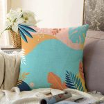 Beyaz Zemin Üzerinde Renkli Deniz Otu Desenli Dijital Baskılı Modern Raşel Kadife Yastık Kılıfı Realhomes