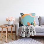 Beyaz Zemin Üzerinde Renkli Deniz Otu Desenli Dijital Baskılı Modern Raşel Kadife Yastık Kılıfı Realhomes