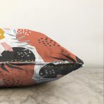 Beyaz Zemin Üzerinde Pastel Renkli Yaprak Desenli Modern Raşel Kadife Yastık Kırlent Kılıfı Realhomes