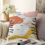 Renkli Zeminli Beyaz Puantiye Desenli Dijital Baskılı Modern Raşel Kadife Yastık Kırlent Kılıfı Realhomes